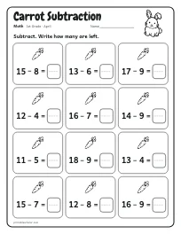 Carrot Subtraction worksheet