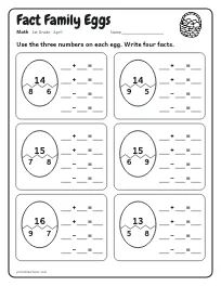 Fact Family Eggs worksheet