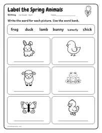 Label the Spring Animals worksheet