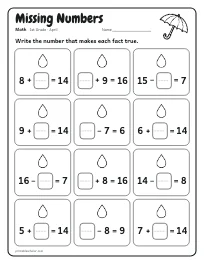 Missing Numbers worksheet