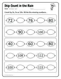 Skip Count in the Rain worksheet