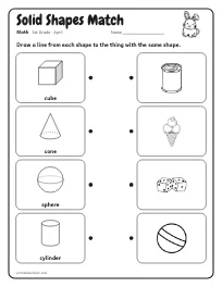 Solid Shapes Match worksheet