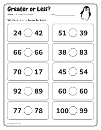 Greater or Less? worksheet