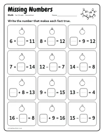 Missing Numbers worksheet