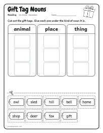 Gift Tag Nouns worksheet
