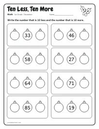 Ten Less, Ten More worksheet