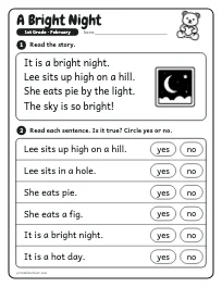 A Bright Night worksheet