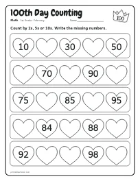 100th Day Counting worksheet