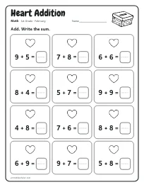 Heart Addition worksheet