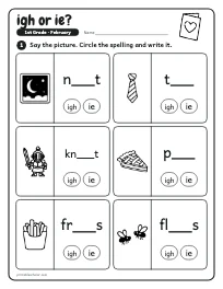 igh or ie? worksheet