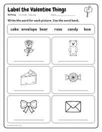 Label the Valentine Things worksheet