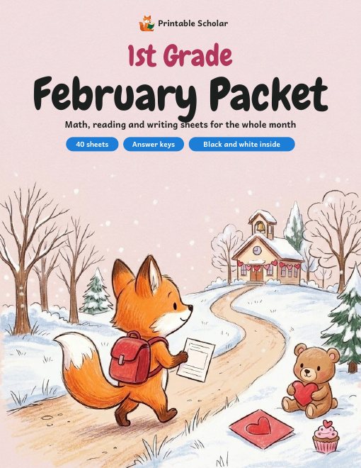 1st Grade February Packet cover