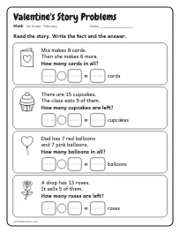 Valentine's Story Problems worksheet
