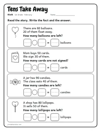 Tens Take Away worksheet