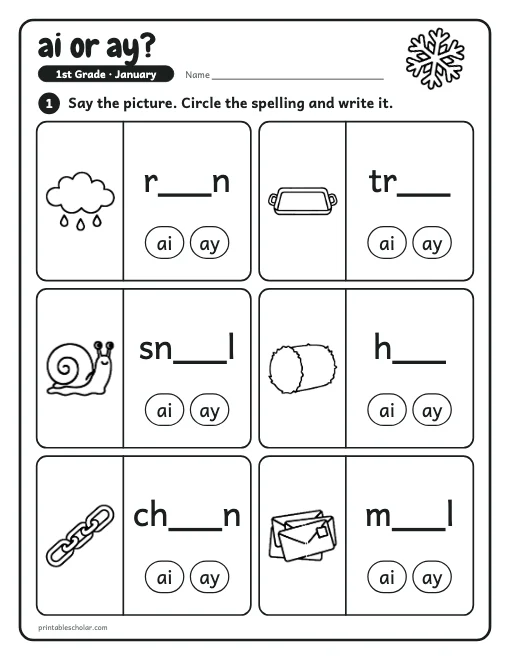 ai or ay?: 1st grade reading worksheet preview