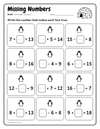 Missing Numbers worksheet