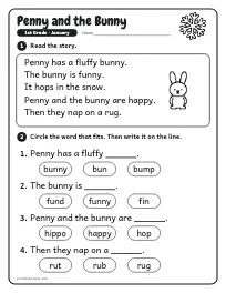 Penny and the Bunny worksheet