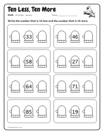 Ten Less, Ten More worksheet