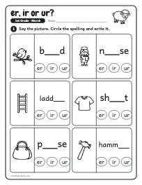 er, ir or ur? worksheet