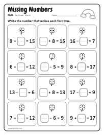 Missing Numbers worksheet