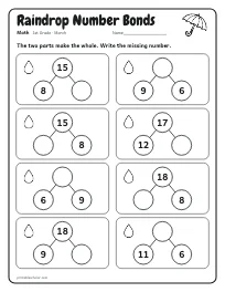 Raindrop Number Bonds worksheet