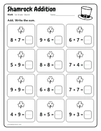 Shamrock Addition worksheet