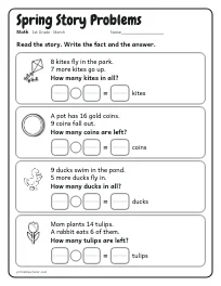 Spring Story Problems worksheet