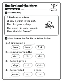 The Bird and the Worm worksheet