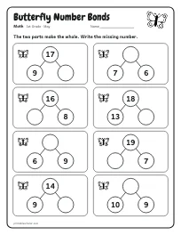 Butterfly Number Bonds worksheet