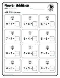 Flower Addition worksheet