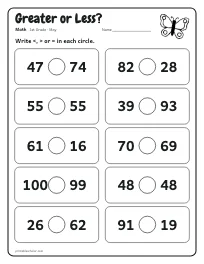 Greater or Less? worksheet