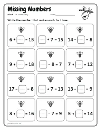 Missing Numbers worksheet
