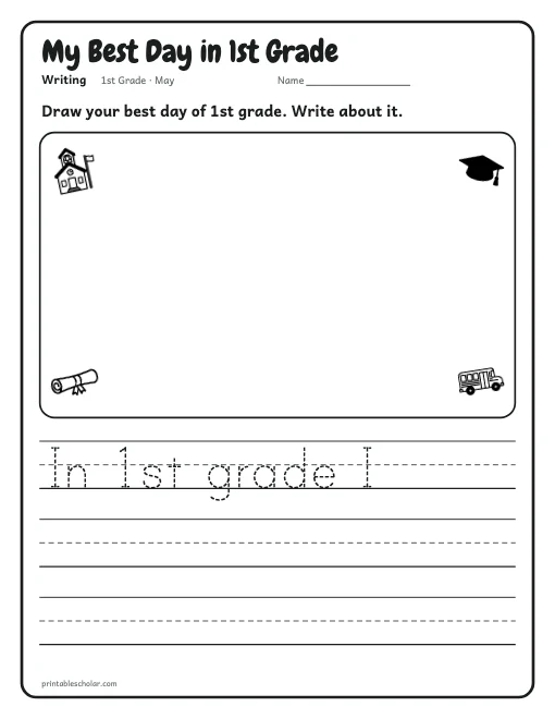 My Best Day in 1st Grade: 1st grade writing worksheet preview