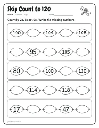 Skip Count to 120 worksheet
