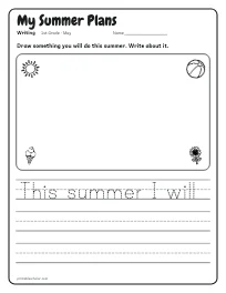 My Summer Plans worksheet