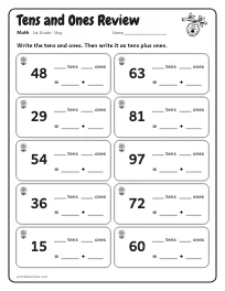 Tens and Ones Review worksheet