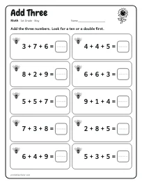 Add Three worksheet