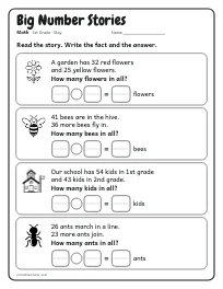 Big Number Stories worksheet