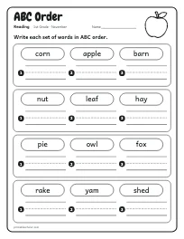 ABC Order worksheet