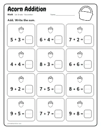 Acorn Addition worksheet