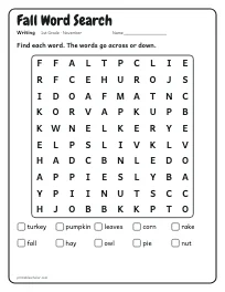 Fall Word Search worksheet