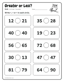 Greater or Less? worksheet