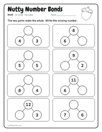Nutty Number Bonds worksheet