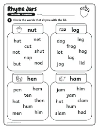 Rhyme Jars worksheet
