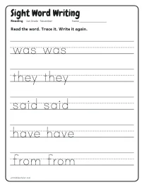 Sight Word Writing worksheet