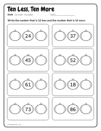 Ten Less, Ten More worksheet