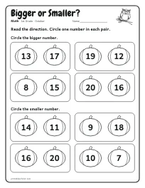 Bigger or Smaller? worksheet