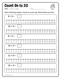 Count On to 20 worksheet