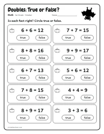 Doubles: True or False? worksheet