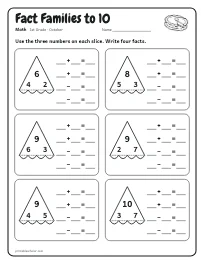 Fact Families to 10 worksheet
